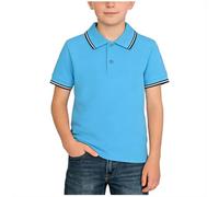 Kids Polos Shirts Boys Short Sleeve Button Up Colorblock Tshirts Summer Plain Tee Tops School Uniform Outdoor Gym Sportwear for Unisex Childs Age 5-14 Years
