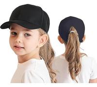 Kids Ponytail Baseball Cap 3-8 Years Girls Boys Golf Visor Trucker Hat Anti UV Tennis Cap Child Summer Sun Protection Hat Long Peaked Snapback Cap Sports Running Cap Beach Cool Sun Hat Black