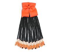 Kids Ponytail Extension With Beads Braids Hair Extension Detachable Synthetic Curly Hairpieces With Bows Protective Easy Hairstyle For Girls Toddlers Children Gift (Box-9inch, Orange Ombre)