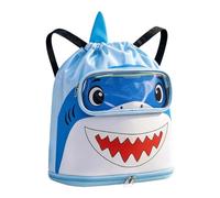 Kids Pool Bag, Shark Cartoon Backpack with Shoe Compartment, Kids Beach Bag, for Beach Pool Summer Camp Travel Vacation Swimwear Towels Water Bottles