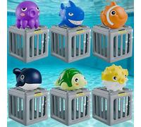 Kids Pool Diving Toys, Water Swimming Dive Pool Game, Toddler Bath Toy Play Set W/ Fish Box Floating Animals, Fun Outdoor Beach Lake Swim Summer Party Boy Girl Gift 3 4 5 6 7 8 10 12