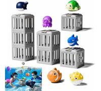Kids Pool Diving Toys - Water Swimming Dive Pools Game,Diving Cages Toy with Animals Floating,Underwater Dive Rescue Toys,Fun Outdoor Beach Swim Summer Party Gift for 3-12 Year Old Boy Girl