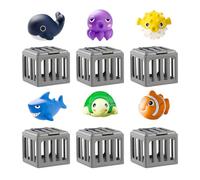 Kids Pool Diving Toys With 6 Fish Box 6 Floating Animals 7.6x7.6x7.5cm Water Swimming Dive Pool Game, Bath Toy Play Set Beach Lake Swim Summer Party Gift 3-12 Year Old Boy Girl