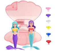 Kids Pool Toys 2Pcs Diving Mermaid with Pink Shell & Gem,Mermaids Sinkers Swimming Pool Toys,Diving Games Training Children's Gifts,Swim Diving Pool Accessories Little Mermaid Water Toys for Girls