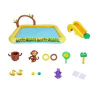 Kids Pool with Slide Fun Jungle Animal Inflatable Toys | Blow Up Pool for Outside Garden Yard Lawn Patio Deck Porch Park Playground House School Vacation