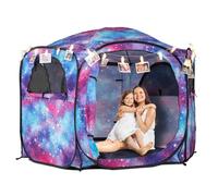 Kids Pop up Playhouse Tent with Clip String Lights Hexagonal House with Removable Thick Sleeping mat Floor Indoors Space Tent for 3-4 Person Night Dream & Birthday Gifts (Unicorn)