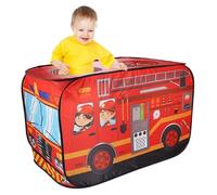 Kids Pop-Up Tent 44.1x27.6x29.5" Foldable Car Tent Breathable Play with Rolling Door & Skylight Non Shrink Fade Resistant Kids for Pretend Play, Fire Fighting Truck