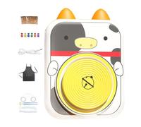 Kids Pottery Wheel Kit, USB Electric Ceramic Wheels Cute Cow Design Clay Spinner, 13.78x9.06x2.24 inches Creative Arts and Crafts Tool for Children, Family, Friends, Animal Shape Making