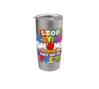 Kids Pre-K Stop Crying Mom First Day Back to School Stainless Steel Insulated Tumbler