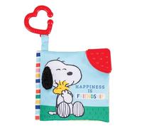 Kids Preferred Peanuts Snoopy Baby Stuff Fun Crinkle Book with On The Go Travel Clip Teether Soft Sensory Book for Babies & Toddlers, 5.25x5.25 Inches