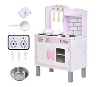 Kids Pretend Kitchen Playset w/ Cooking Toy Accessories - Pink