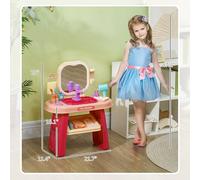 Kids Pretend Play Makeup Vanity Set with LED Light Mirror, Working Sink Faucet and Storage Drawer for Girls Ages 3-6 Years Old
