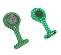 Kids Pretend Play Plain Pattern Silicone Brooch Nurse Fob Watch (Polka Dot Green)