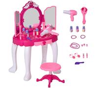 Kids Pretend Play Plastic Vanity Table Set w/ Sound Effect Purple/Red