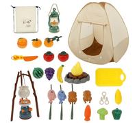 Kids Pretend Play Set, Kids Camping Set Include Pop Up Tent, BBQ Grill, Campfire, Music Oil Lamp, Stove, Cooking Utensils and Play Food Toddler Camping Gear Kit Xmas Gift for Boys Girls(34pcs)