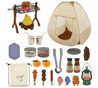Kids Pretend Play Set, Kids Camping Set Include Pop Up Tent, BBQ Grill, Campfire, Music Oil Lamp, Stove, Cooking Utensils and Play Food Toddler Camping Gear Kit Xmas Gift for Boys Girls(29pcs)