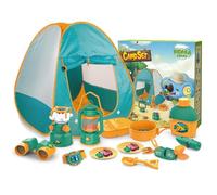Kids Pretend Play Set, Play Tent Pop up Playhouse for Kids, Set of 21 Includes Pop Up Play Tent Camping Gear Tools Adventure Kit, Educational Toy for Children Aged 3-6, for Outdoor Role Play