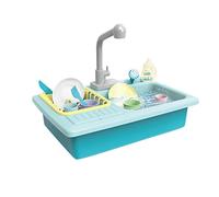 Kids Pretend Play Toy Miniature Dishwasher Simulation Kitchen Educational Role Play Housekeeping Game for Toddlers (Blue, One Size)