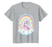 Kids Princess and Unicorn top Girls Rainbow Birthday Present T-Shirt