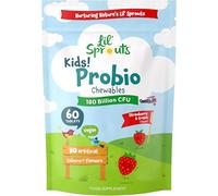 Kids ProBio Tablets 180 Billion CFU Per Pack | 2-Month Supply | 3 Billion CFU x 60 Vegan Chewables | Multi-Strain with Lactobacillus and Acidophilus | Strawberry and Vanilla Flavour | by Lil' Sprouts