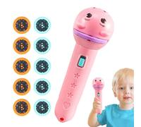 Kids Projector Toy - 80 Patterns Projector, Slide Disc Toy with Cartoon Design, Interactive Projection Torch with 10 Discs, Portable Accessory, Learning Tool for Educational Game Boy Girl Storytelling