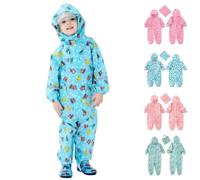 Kids Puddle Suit Girls All In One Waterproof Reflective Boys Storage Bag | Windproof Toddler Onesie Muddy Puddles Rainwear Forest School Nursery Trip Outdoor Play Wet Weather Gear Easy Clean Overalls