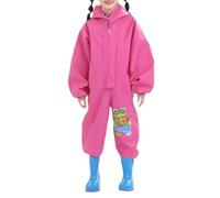 Kids Puddle Suit Girls Boys Waterproof Rainsuit Children Hooded Raincoat Lightweight Prints Muddy Suit Reusable Rain Jacket Rainwear 2-11 Years Hot Pink