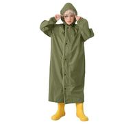 Kids Puddle Suit Rain Coat for Girls and Boys Lightweight Raincoat All in One Hooded Easy to Dry Machine Washable Age 2-13 Years Dark Green