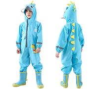 Kids Puddle Suit Rain Suit Boys Girls All in One Waterproof Overalls Toddler Muddy Suit Hooded Raincoat Rainwear Cartoon Romper M Size 3-4 Years