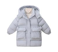 Kids Puffer Jacket - Girls Boys Padded Coats, Hooded Stand Collar, Long Sleeve Zipper Buttons, Pockets, Lightweight, Windproof Water-Resistant Packable, Outdoor Thicken Parka, School Age 4-13 Years