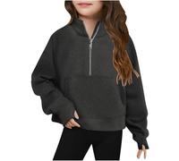 Kids Pullover Sweatshirt Tie-Dye Girls Hoodie Butterfly Flower Print Hooded Long Sleeve Shirts Warm Winter Lined Autumn Casual Crew Neck Dark Gray