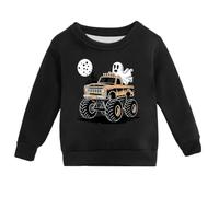 Kids' Pumpkin Patch Crewneck - Cute Graphic Pullover Hoodie Sweatshirt, Autumn Casual Fun Black