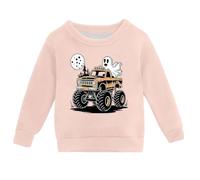Kids' Pumpkin Patch Crewneck - Cute Graphic Pullover Hoodie Sweatshirt, Autumn Casual Fun Pink