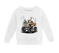 Kids' Pumpkin Patch Crewneck - Cute Graphic Pullover Hoodie Sweatshirt, Autumn Casual Fun White