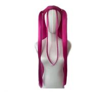 Kids Purple Braided Cosplay Wig, Long Braid Halloween Anime Costume Wig, Heat-Resistant Synthetic Fiber, Lightweight Breathable Adjustable Cap, Party Dress Up Hair for Girls (Rose Red-adults)