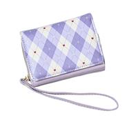 Kids Purse, Adjustable Crọssbody Strap, 0.5x3x8cm, Cute Mini Purse, Lovely Plaid Bifold Short Wallet, Slim Leather Pocket, for Little Or Teen Girls