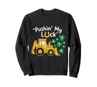 Kids Pushing My Luck St Patrick 67 Lucky Numbers Bulldozer Sweatshirt