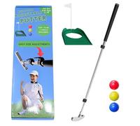 Kids Putter with Extendable Shaft for Junior Golfers Includes 3 Balls, Cup with Flag - Silver, 17"-35"