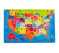 Kids Puzzles, 45Pcs USA Map Jigsaw Puzzles Wooden Magnetic for Kids Ages 4-6, Red for Ages 4-6