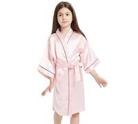 Kids Pyjamas Girls 12-13 - Silk Satin Bathrobe Kimono Robes Nightgown Sleepwear Clothes (11-12 Years)