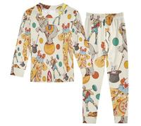 Kids Pyjamas Sets Vintage Circus Clown Magical Wand Trick Cotton Pyjama Set Sleepwear Long Sleeve Nightwear Children Pjs Set for Girls Boys Multicolor