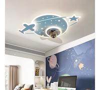 Kids Quiet Ceiling Light Fan with Remote Control 6 Speed Modern Ceiling Fans with Lights Dimmable Reversible Winter Summer Mode Ceiling Fans with Lamps for Bedroom Dining Room Living Room-Blue