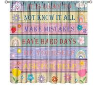 Kids Quotes Curtains,Colorful Wooden Rainbow Flowers Home Decor Drapes for Bedroom Living Room Nursery Window Treatment 2 Panels Set Total Size 42" W X 63" L Inch