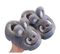 Kids Rabbit Slippers Winter Plush Fleece Lined Warm Cozy Animal Indoor Slip On Shoes Fun Comfortable for Boys Girls Grey