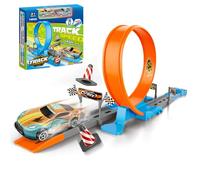 Kids Race Track Set, Climbing Racing Kit, 360° Rotating Climbing Car Tracks with 12 Inches Length, Compact and Portable, Boys Toy for Indoor, Outdoor, Home, Travel, Party, Easter Multicolor
