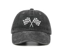 Kids Racing Car Flag Baseball Cap for Ages 2-6, Adjustable Embroidery Cotton Hat for Toddler, Black