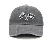 Kids Racing Car Flag Baseball Cap for Ages 2-6, Adjustable Hat for Toddler Grey