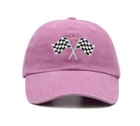 Kids Racing Car Flag Baseball Cap for Ages 2-6, Adjustable Hat for Toddler Pink
