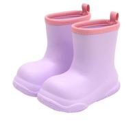 Kids Rain Boots Boys Girls Non-Slip Waterproof Lightweight Wellies Solid Color Outdoors Rain Shoes Comfortable Welly Boots for Hiking Playing Outdoor 3-9 Years Purple