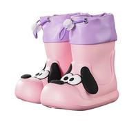 Kids Rain Boots Boys Girls Toddlers Wellies Waterproof Non-Slip Wellington Boots for Outdoor Animal Cartoon Pattern for Wider Calf Fitting Outdoors Garden Walking Sturdy Grip (Red, 8-10Years)